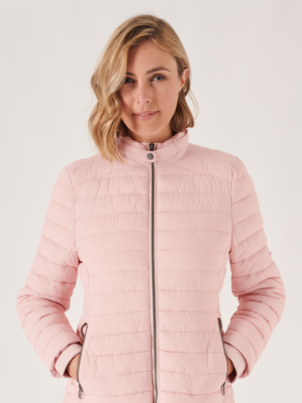 pink, pale pink, light pink, puffer jacket, padded jacket, uld, light-weight, coat