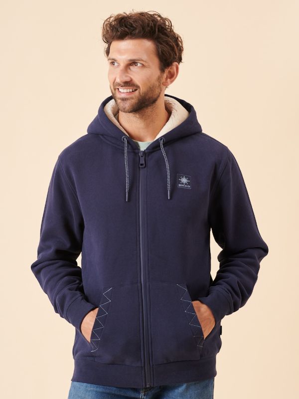 Men's Casti Zip Though Hoody NAVY | Quba & Co
