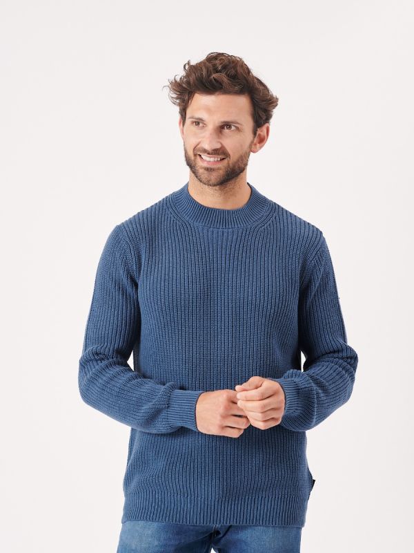 blue, slate blue, mid blue, knitted, jumper, sweater, sweatshirt, pull over, mens, autumn, winter