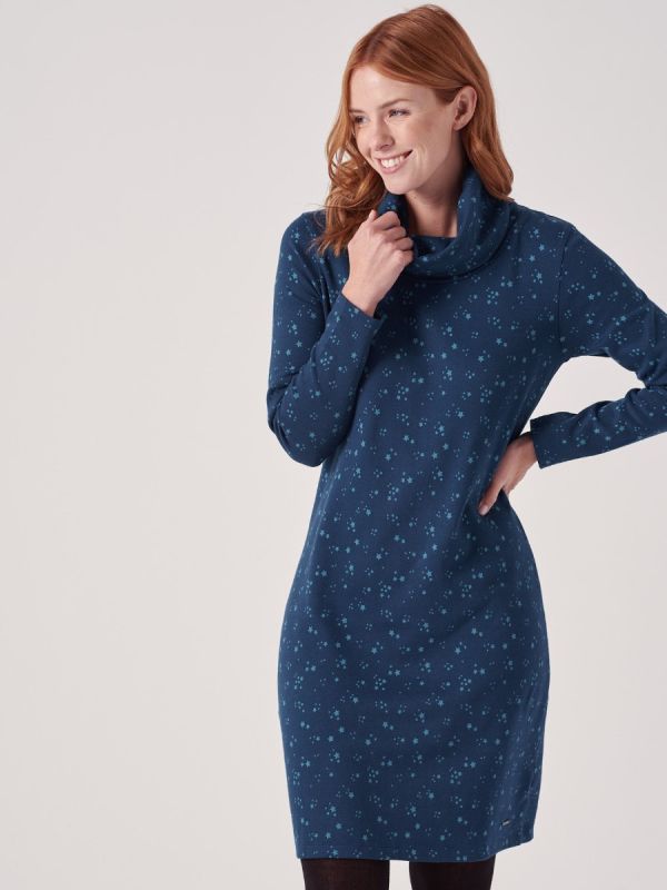 Clemence TEAL Cowl Neck Jersey Dress | Quba & Co