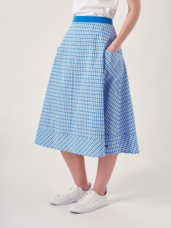 Conney BLUE Gingham Skirt | Quba & Co