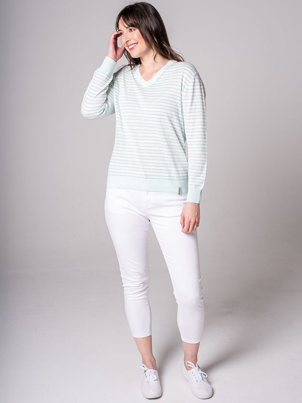 Diana V Neck Jumper - Splash Green | Quba & Co Knitwear