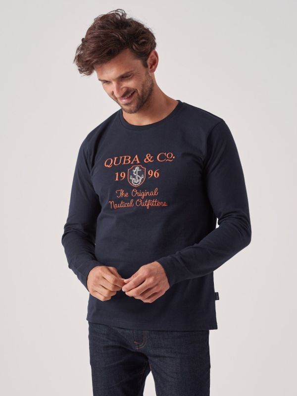 Elliot NAVY Long Sleeve T-Shirt | Quba & Co
