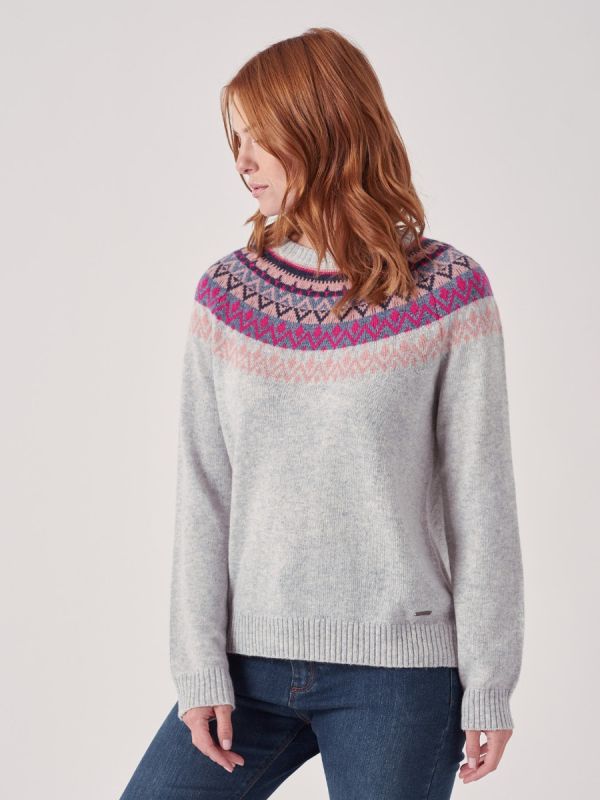 Fleur GREY Fair Isle Jumper | Quba & Co