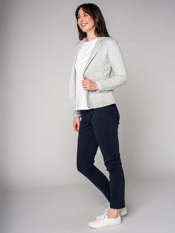 Harper Jersey Blazer - Grey Marl | Quba & Co