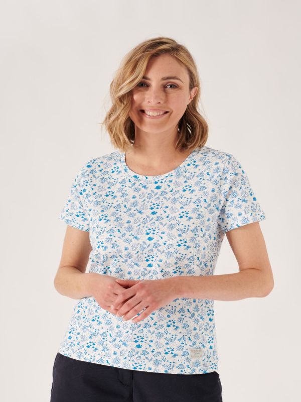 ladies top, ladies seascape top, ladies blue top, womens t-shirt, womens seascape top