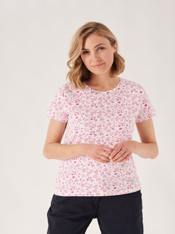 ladies top, ladies seascape top, ladies pink top, womens t-shirt, womens seascape top