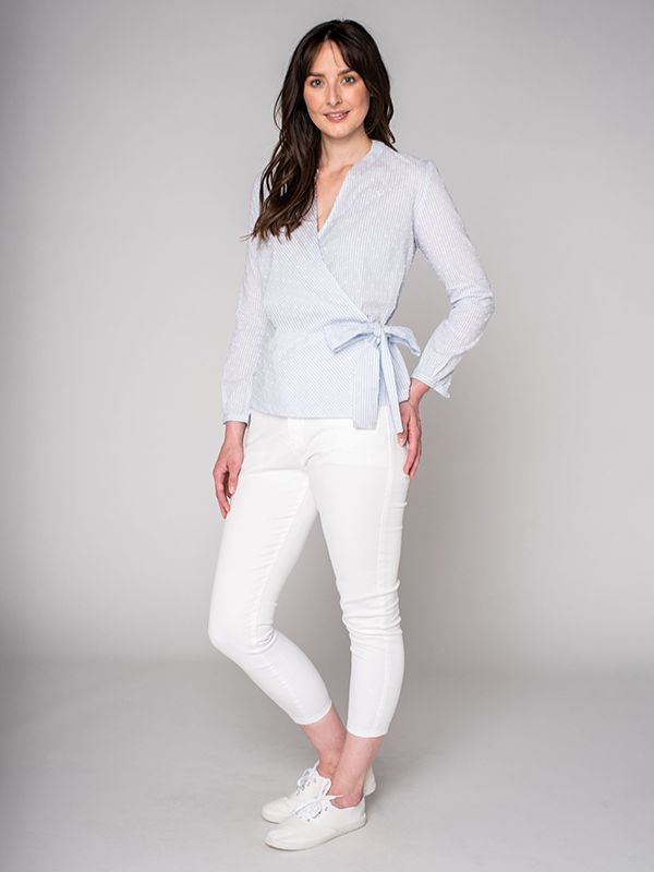 Iona Side Tie Wrap Shirt - Sky Blue | Quba & Co