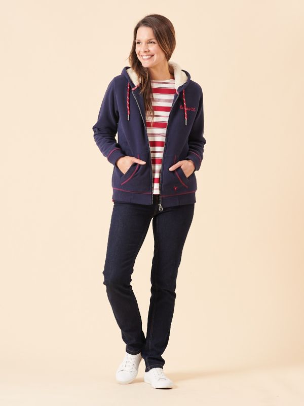 borg, borg lined, cosy hoodie, lined hoodie, womens hoodie, ladies hoodie, hoodie, navy hoodie, ladies navy hoodie, fleece lined hoodie, 