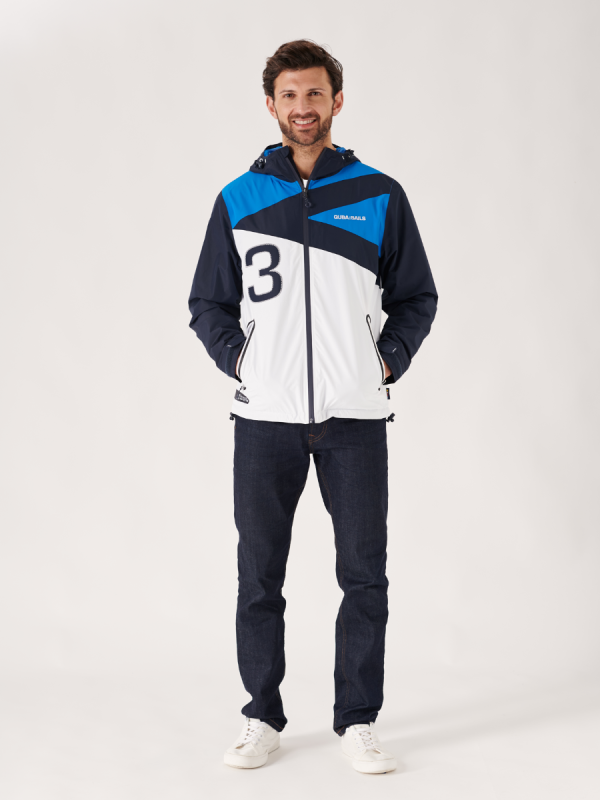 jacket, waterproof, showerproof, hooded, x-series, navy, blue white, coats, outerwear