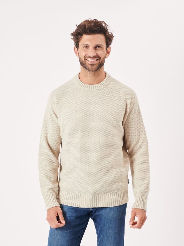beige, jumper, wool, merino, textured knit, jumper, pull over, ribbed, gift, christmas, mens