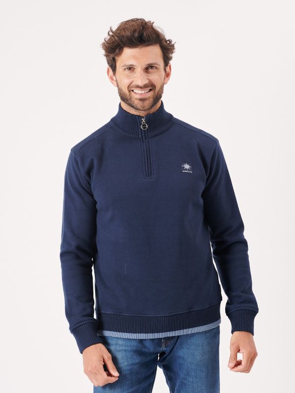 navy, quarter zip, soft, jumper, pull over, knitted, sweatshirt, ribbed, contrast, autumn, winter