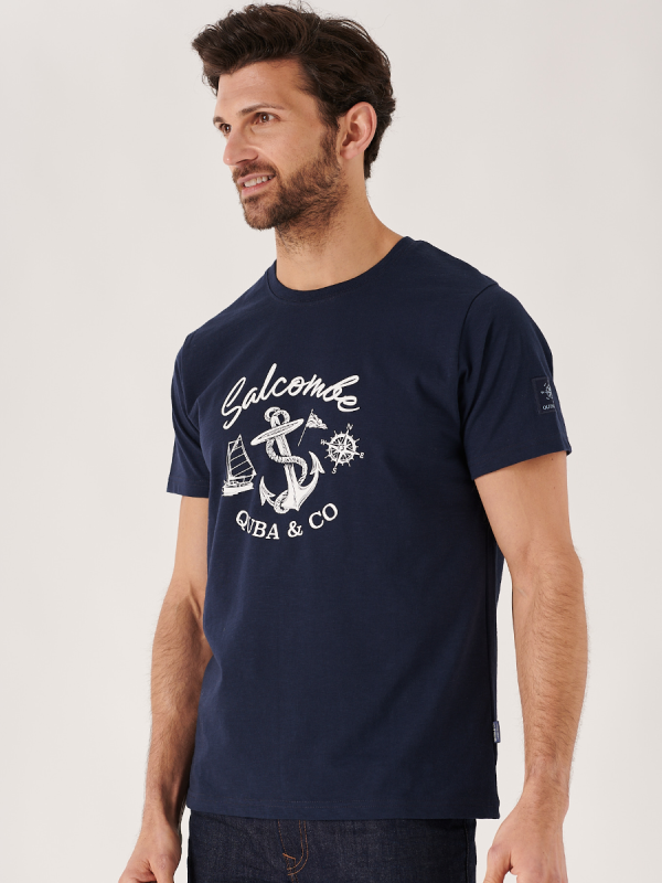 location t shirt, navy t shirt, t-shirt, navy, graphic, basic, salcombe