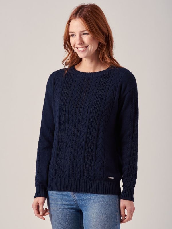 Liliana NAVY Cable Knit Jumper | Quba & Co
