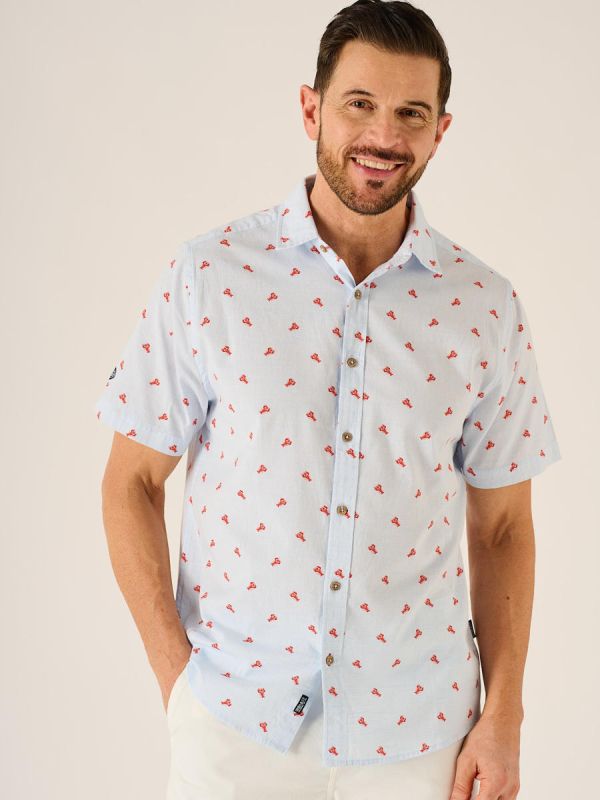 Lloyd Lifestyle Lobster Print Shirt in Blue | Top |Quba & Co