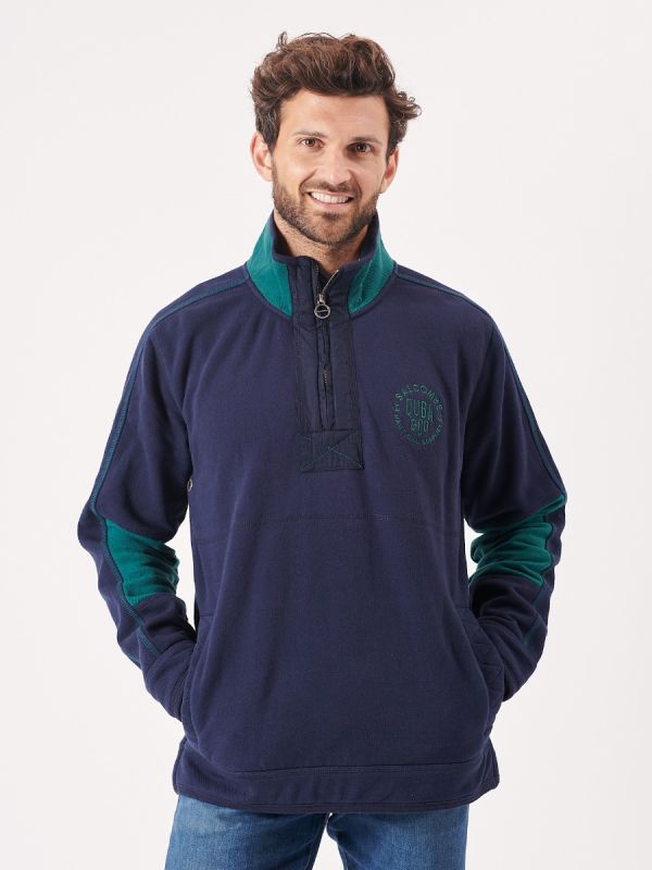 navy, heavy pique, green, sea grass, quarter zip, layer, sweatshirt, jumper, 1/4 zip, contrast 