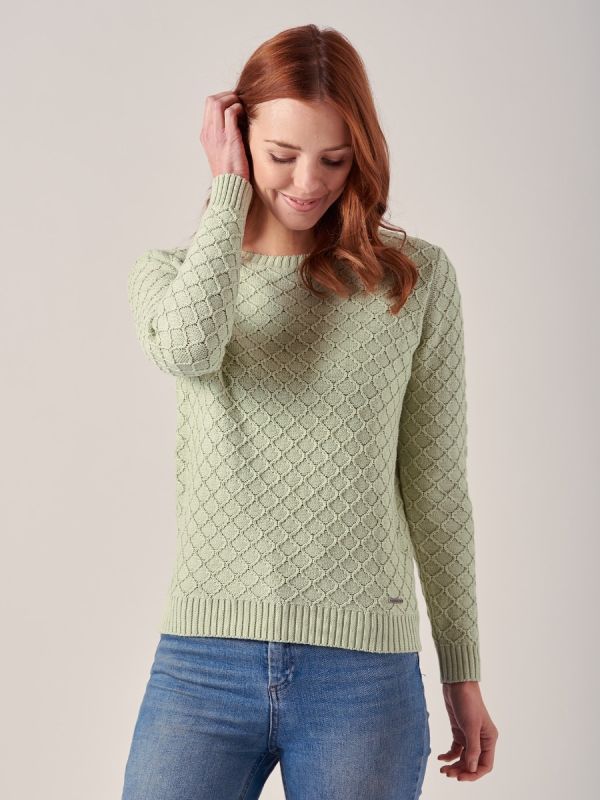 Luciana SEAFOAM GREEN Textured Knit Jumper | Quba & Co