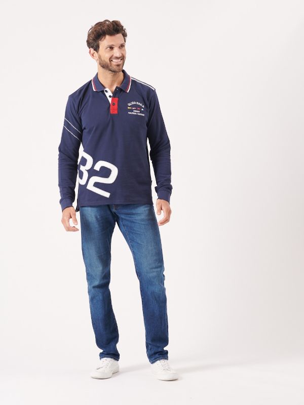 navy, polo, long sleeve, rugby, shirt, top, t-shirt, x-series, sporty, sport, contrast, mens gift