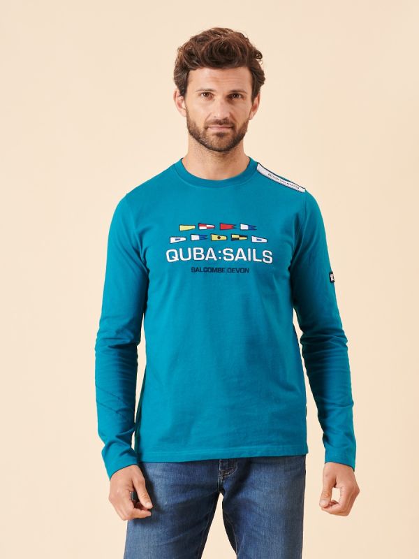 teal, bright, blue, x-series, sporty, sport, graphic, long sleeve, t-shirt, top, tee