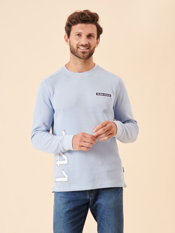 light blue, ice blue, x-series, simple, basic, ribbed, long sleeve, t-shirt, top, tee