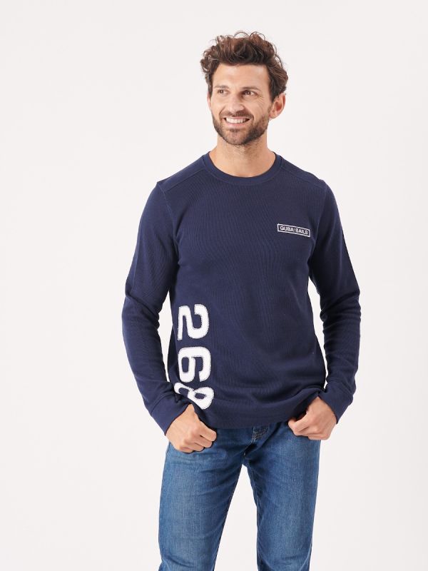 navy, deep blue, x-series, simple, basic, ribbed, long sleeve, t-shirt, top, tee