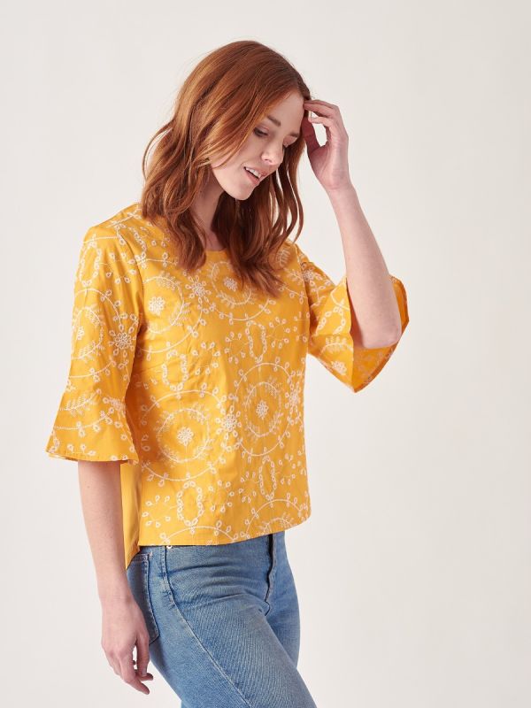 Marlena ORANGE Broderie Anglaise Top | Quba & Co 