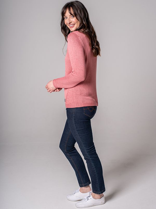 Miranda Tape Yarn Cable Jumper - Dusky Rose | Quba & Co