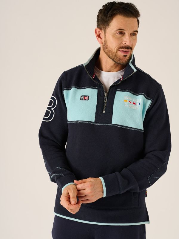 Mortun X-Series 1/4 Zip Pique Sweatshirt In Dark Navy| Hoodie