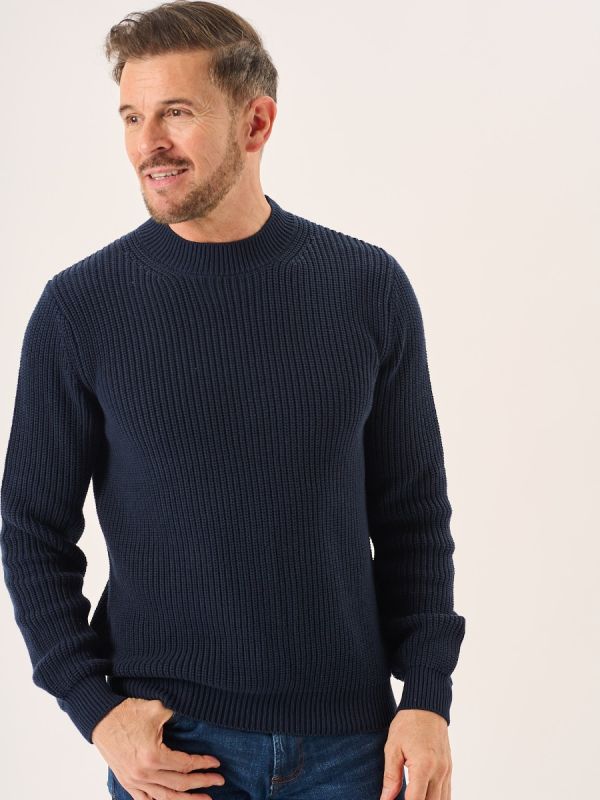 Navy Chunky Rib Knitted Lifestyle Jumper - Newfalls | Knitwear