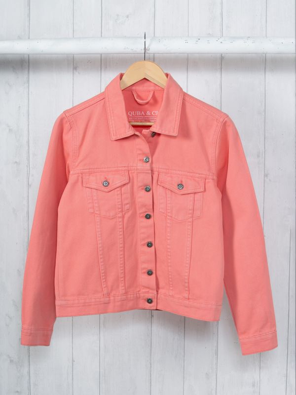 Passion CORAL PINK Denim Jacket | Quba & Co