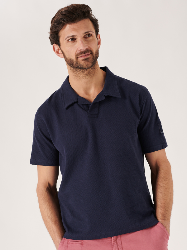 navy polo, polo shirt, basic, summer, spring, closed mesh, light polo, lifestyle, navy