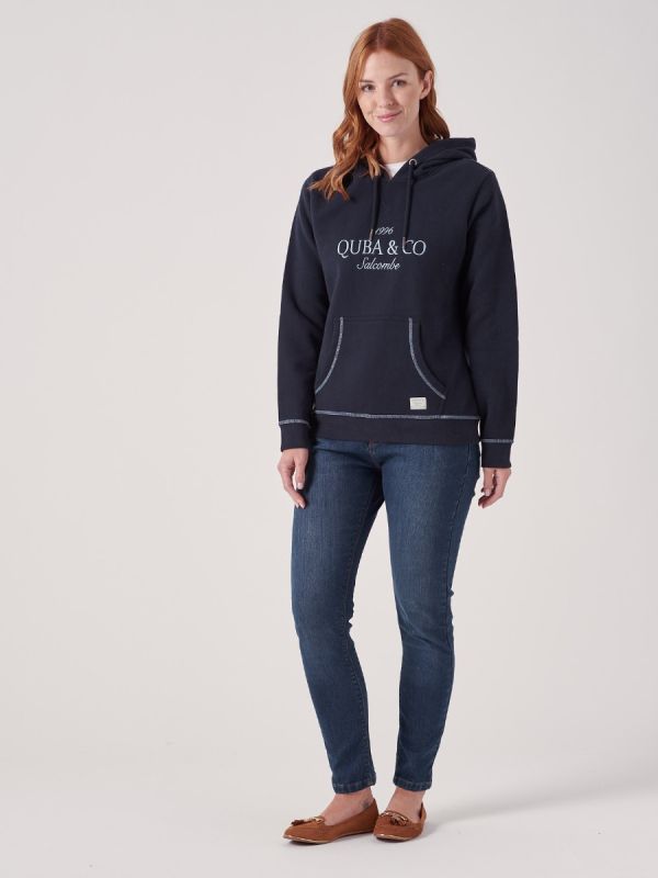 Raquel NAVY Logo Hoodie | Quba & Co