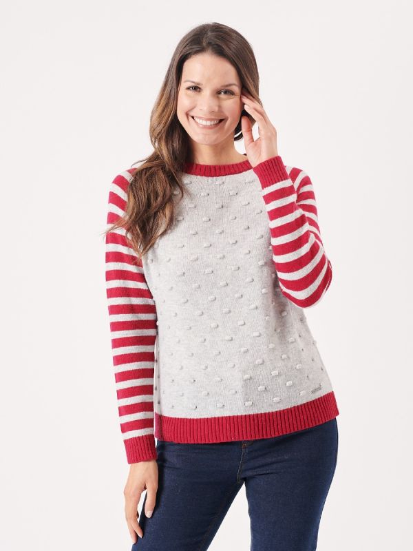 ladies jumper, womens jumper, ladies bobble jumper, womens bobble jumper, bobble jumper, grey jumper, knitwear, ladies knitwear
