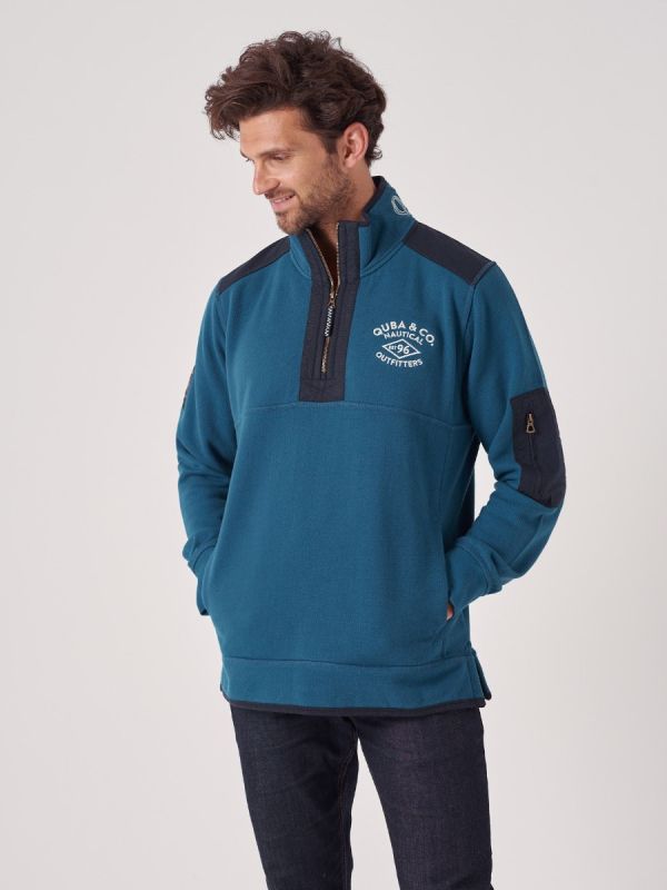 Stormont BLUE Half Zip Sweatshirt | Quba & Co