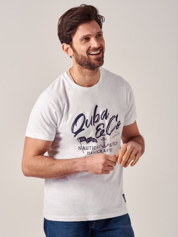 Taos WHITE Logo T-Shirt | Quba & Co