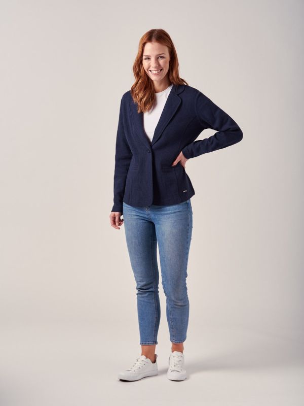 Tavia NAVY Jersey Blazer | Quba & Co