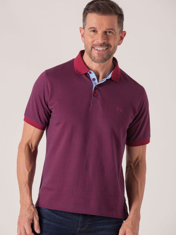 Tenny Jacquard Polo - Goji Blue/Gibraltar Blue | Quba & Co T-Shirts and Polos