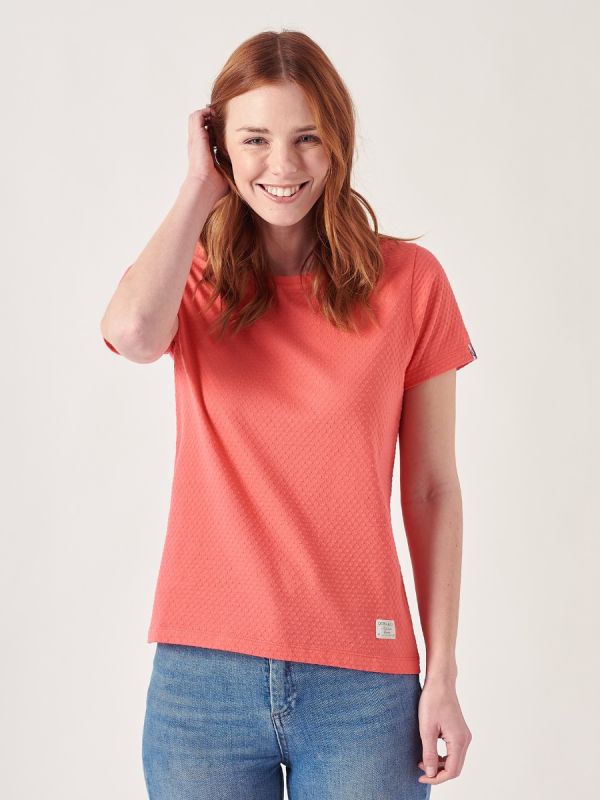 Tonya RED Textured T-Shirt | Quba & Co