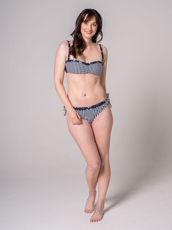 Hawaii Striped Bikini Top - Dark Navy | Quba & Co Swimwear