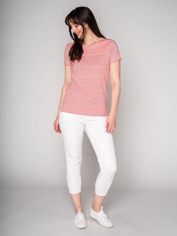 Becca Striped T-Shirt - Tea Rose | Quba & Co Tops and T-Shirts