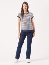 stripe t-shirt, womens stripe t-shirt, ladies stripe t-shirt, navy and foam white stripe t-shirt, short sleeve t-shirt, short sleeve top, stripe top, striped t-shirt