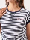 stripe t-shirt, womens stripe t-shirt, ladies stripe t-shirt, navy and foam white stripe t-shirt, short sleeve t-shirt, short sleeve top, stripe top, striped t-shirt