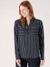 Womens stripey shirt in navy and white from Quba & Co