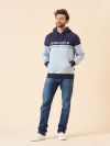 navy, blue, ice blue, light blue, colour block, hoody, hoodie, hooded sweatshirt, jumper, front pocket, graphic, x-series, sport, sporty 