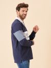 navy, white, blue, embroidery, basic, long sleeve, polo, rugby, top, shirt, t-shirt, colour block, panelled, thick 