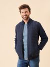navy, knit, jacket, coat, fleece, zip through, zip up, ribbed, autumn, winter, mens