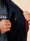 navy, knit, jacket, coat, fleece, zip through, zip up, ribbed, autumn, winter, mens