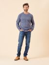 slate blue, blue, textured knit, merino wool, wool, soft, jumper, pull over, winter, autumn, mens, christmas
