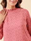 frill top, frilly, fills, frill top, pink top, pink blouse, ladies blouse, ladies shirt, womens shirt, womens blouse