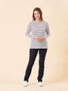 ladies stripe t-shirt, womens stripe t-shirt, navy and white stripes, penguin, boat neck, boat neck t-shirt, penguin stripe t-shirt, long sleeve